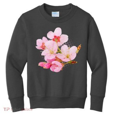 Pink Springtime Cherry Blossoms Sakura Kids Sweatshirt