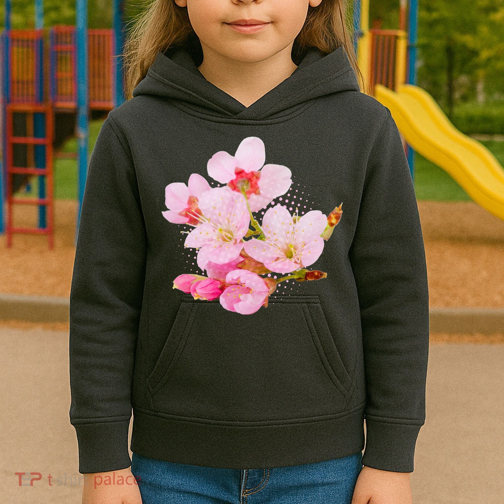 Pink Springtime Cherry Blossoms Sakura Kids Hoodie