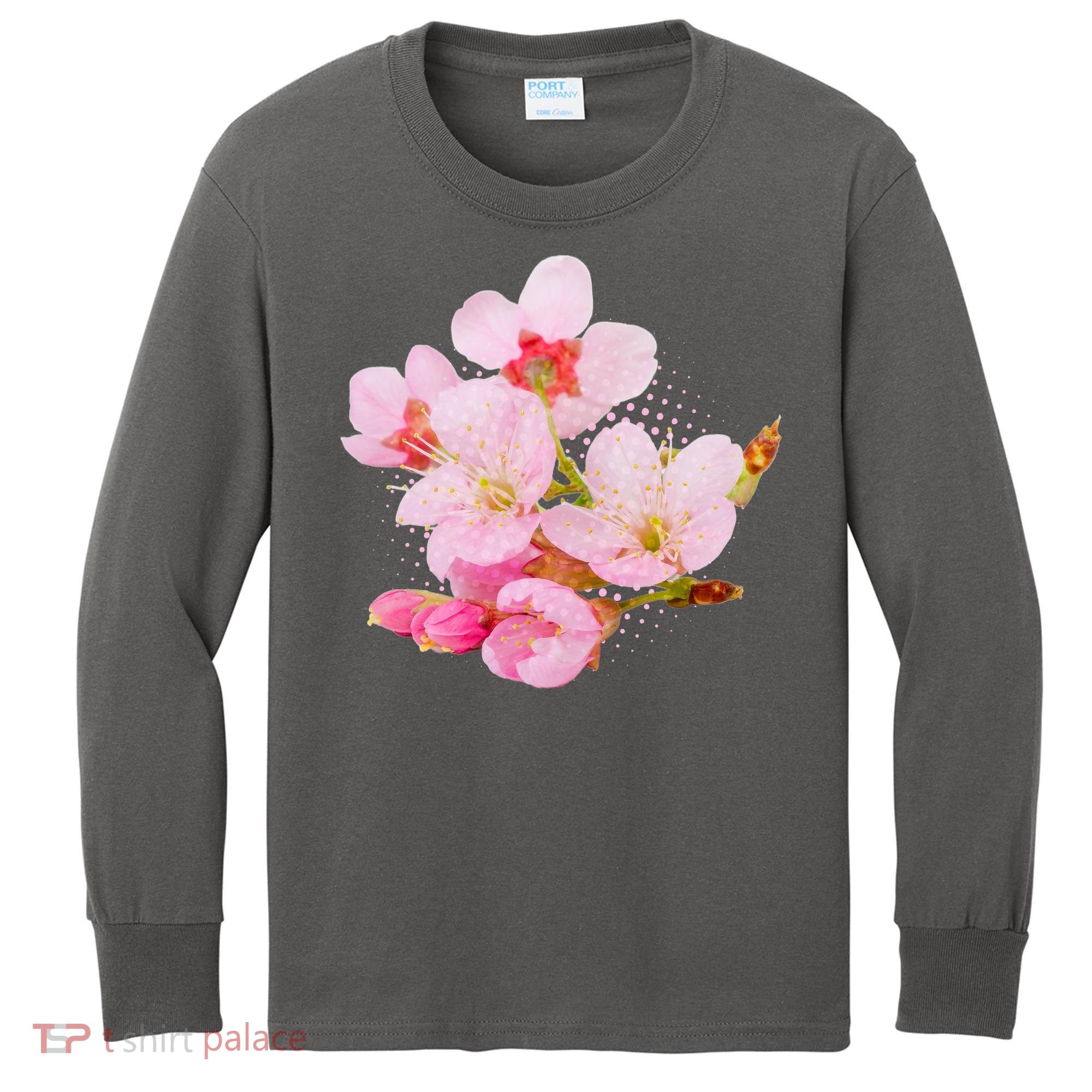 Pink Springtime Cherry Blossoms Sakura Kids Long Sleeve Shirt