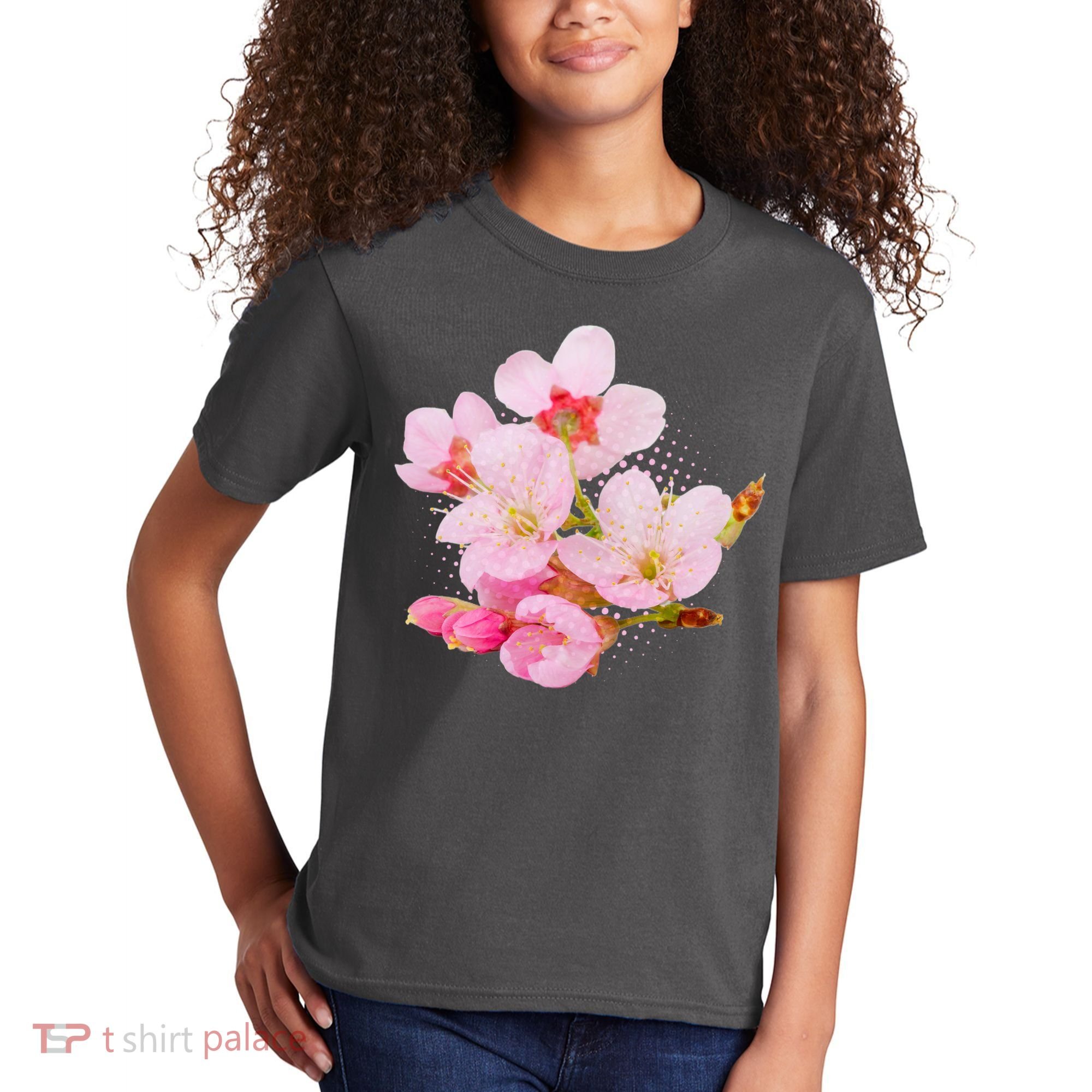 Pink Springtime Cherry Blossoms Sakura Kids T-Shirt