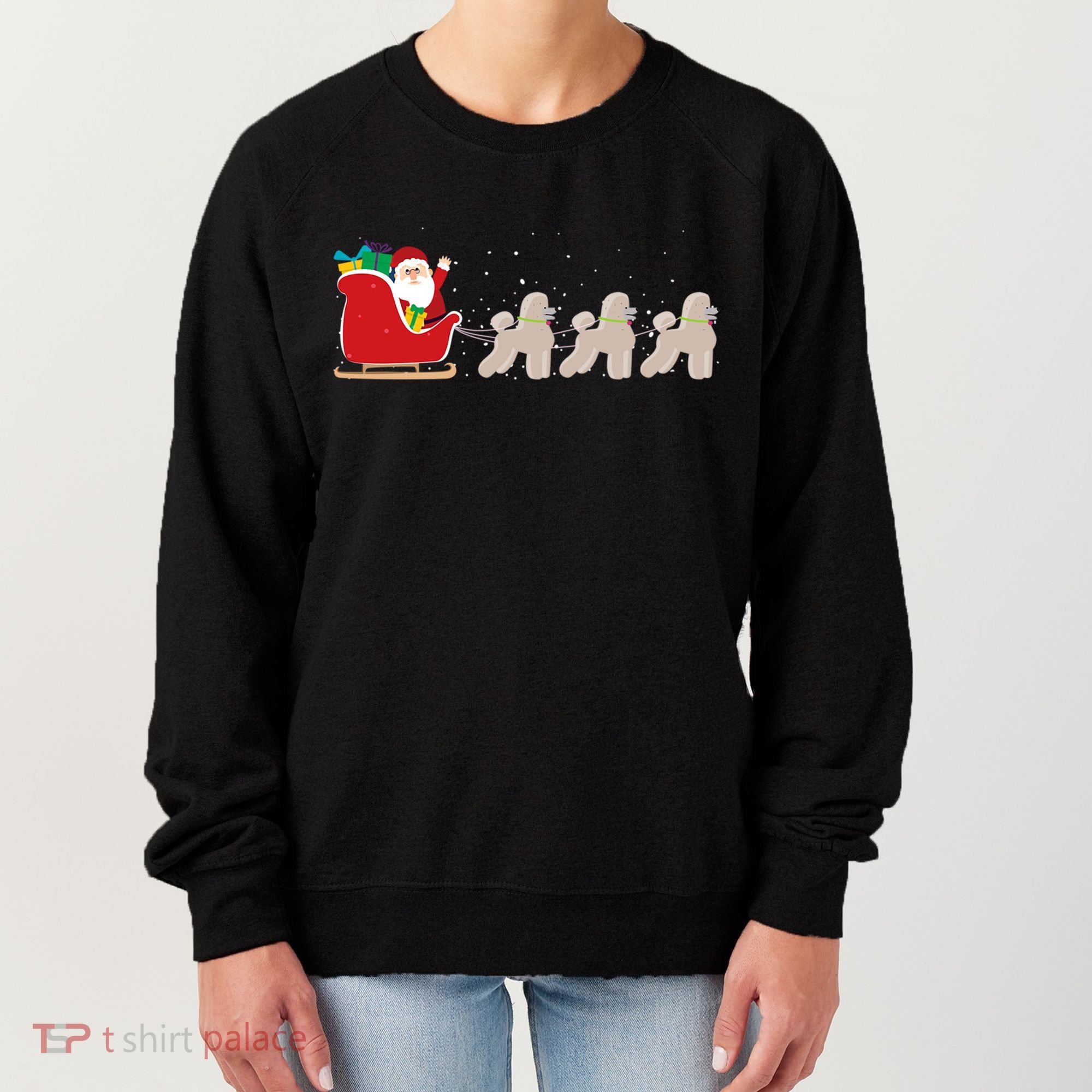 Poodle Santa Christmas Sleigh Funny Poodle Xmas Cool Gift Women's Sweatshirt