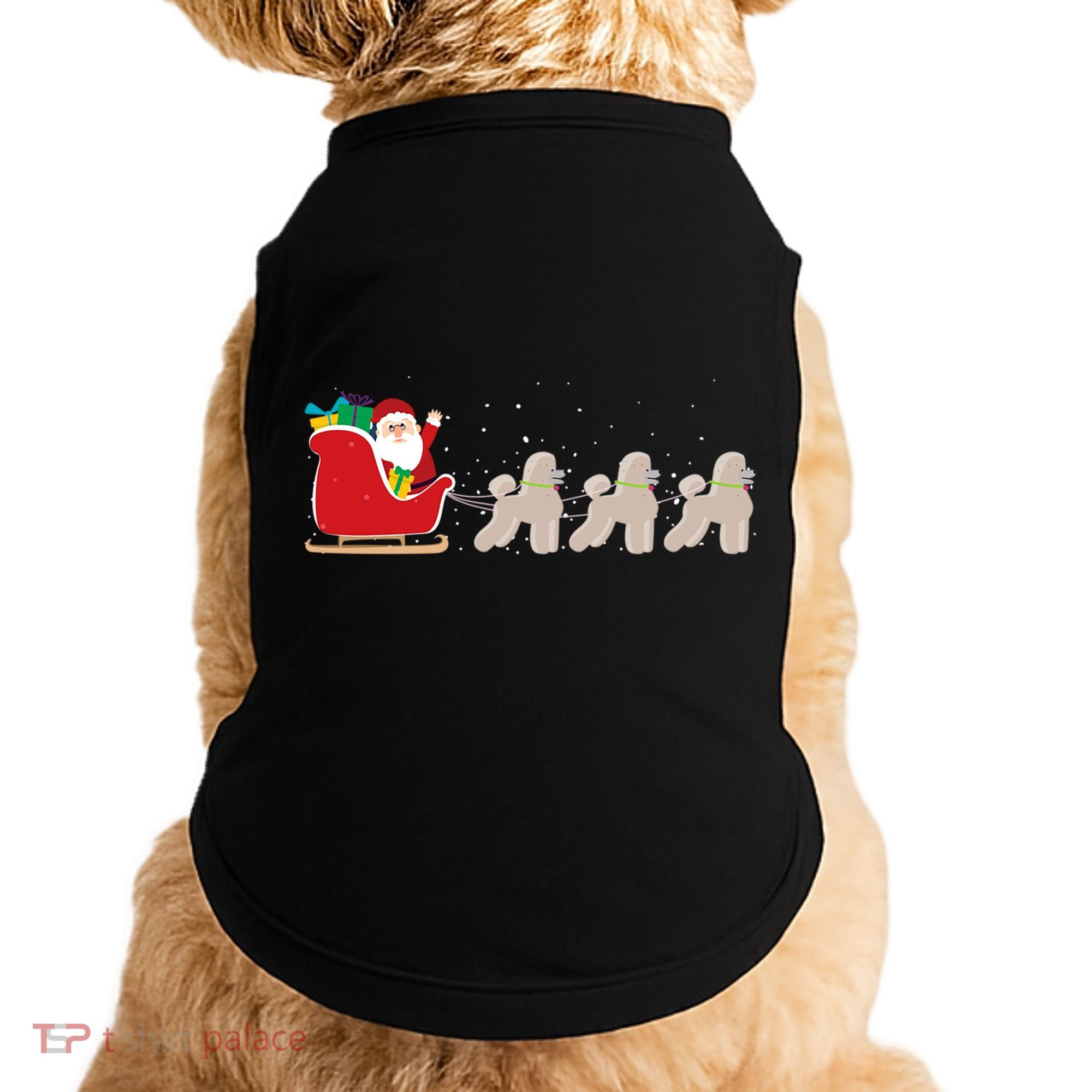 Poodle Santa Christmas Sleigh Funny Poodle Xmas Cool Gift Doggie Tank