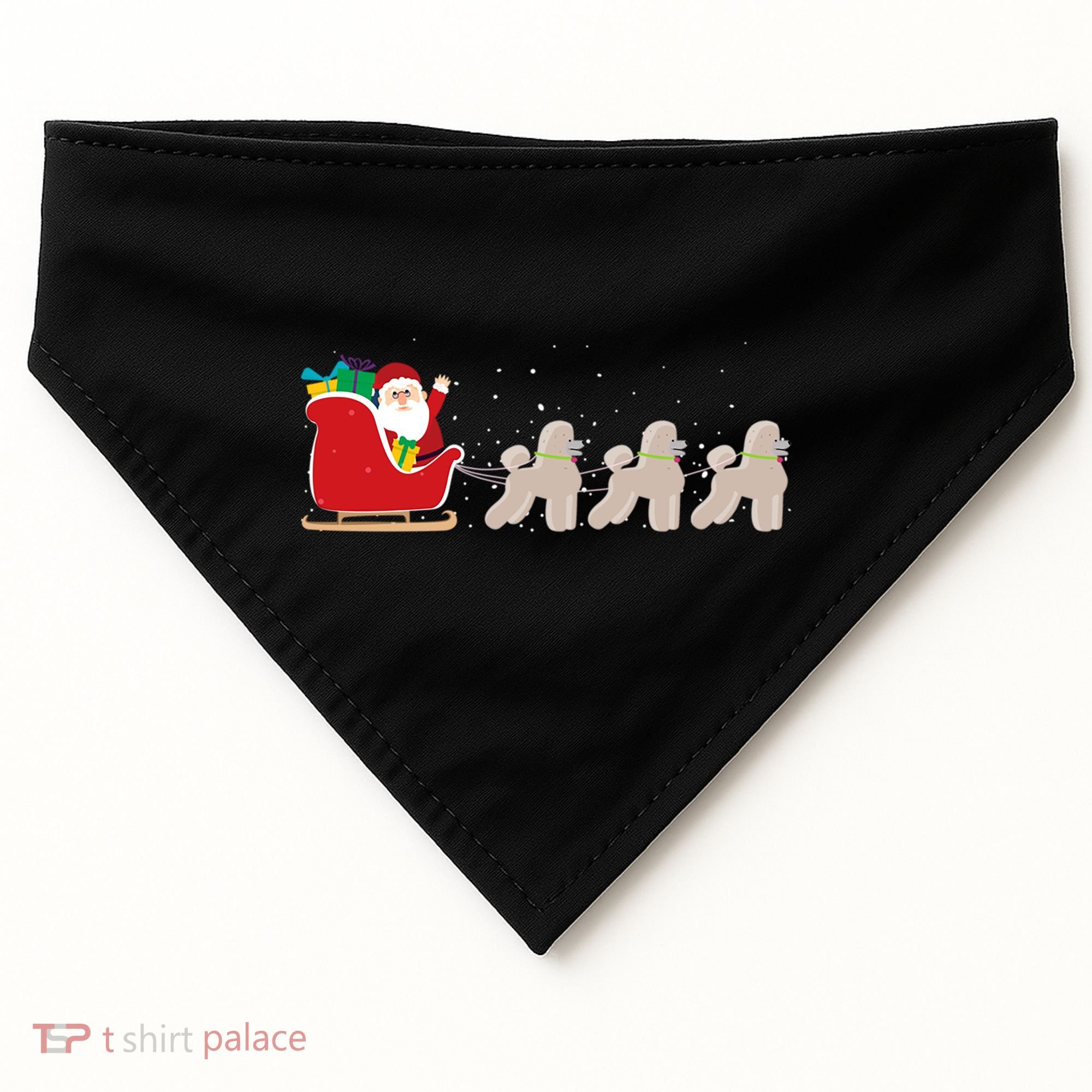 Poodle Santa Christmas Sleigh Funny Poodle Xmas Cool Gift USA-Made Doggie Bandana