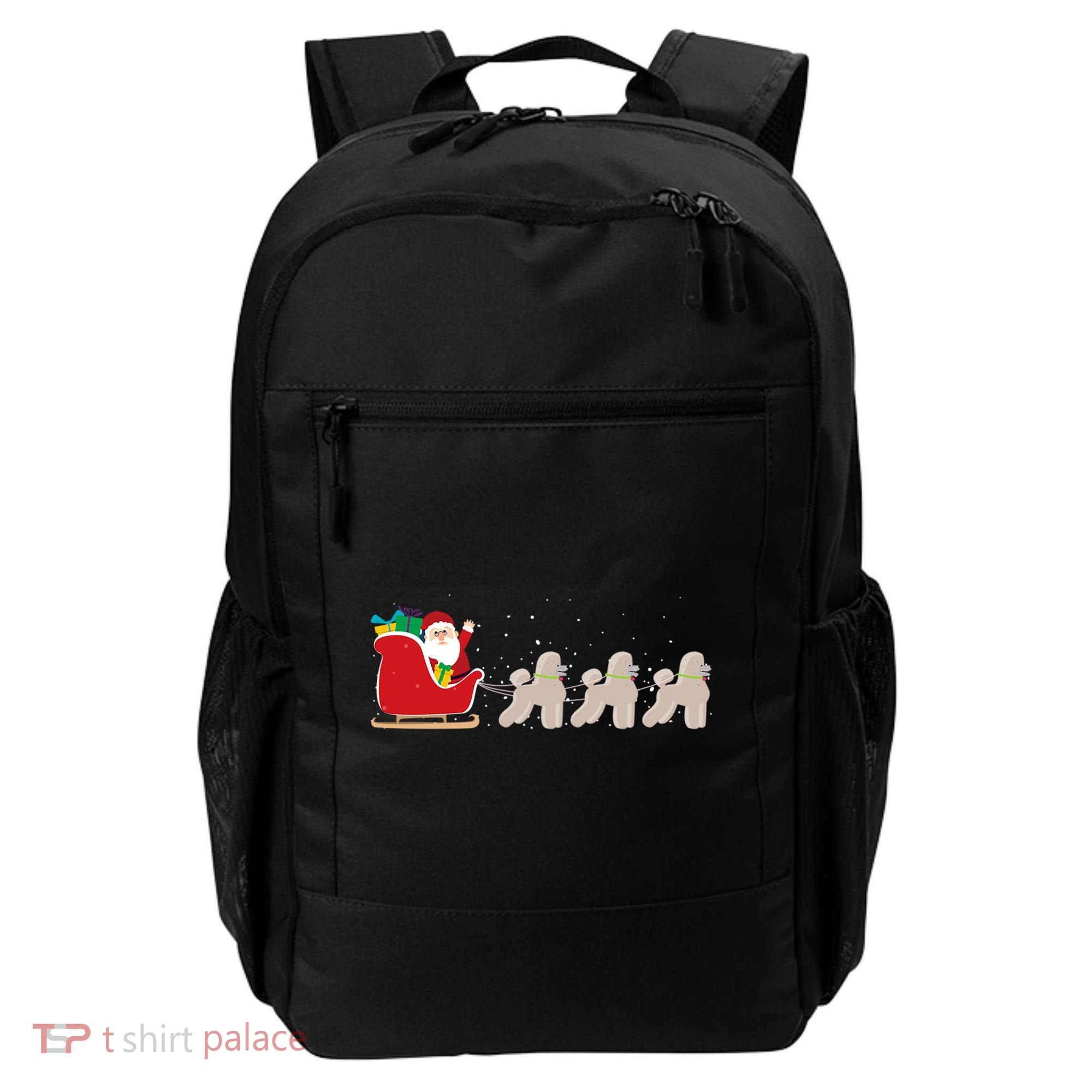 Poodle Santa Christmas Sleigh Funny Poodle Xmas Cool Gift Backpack