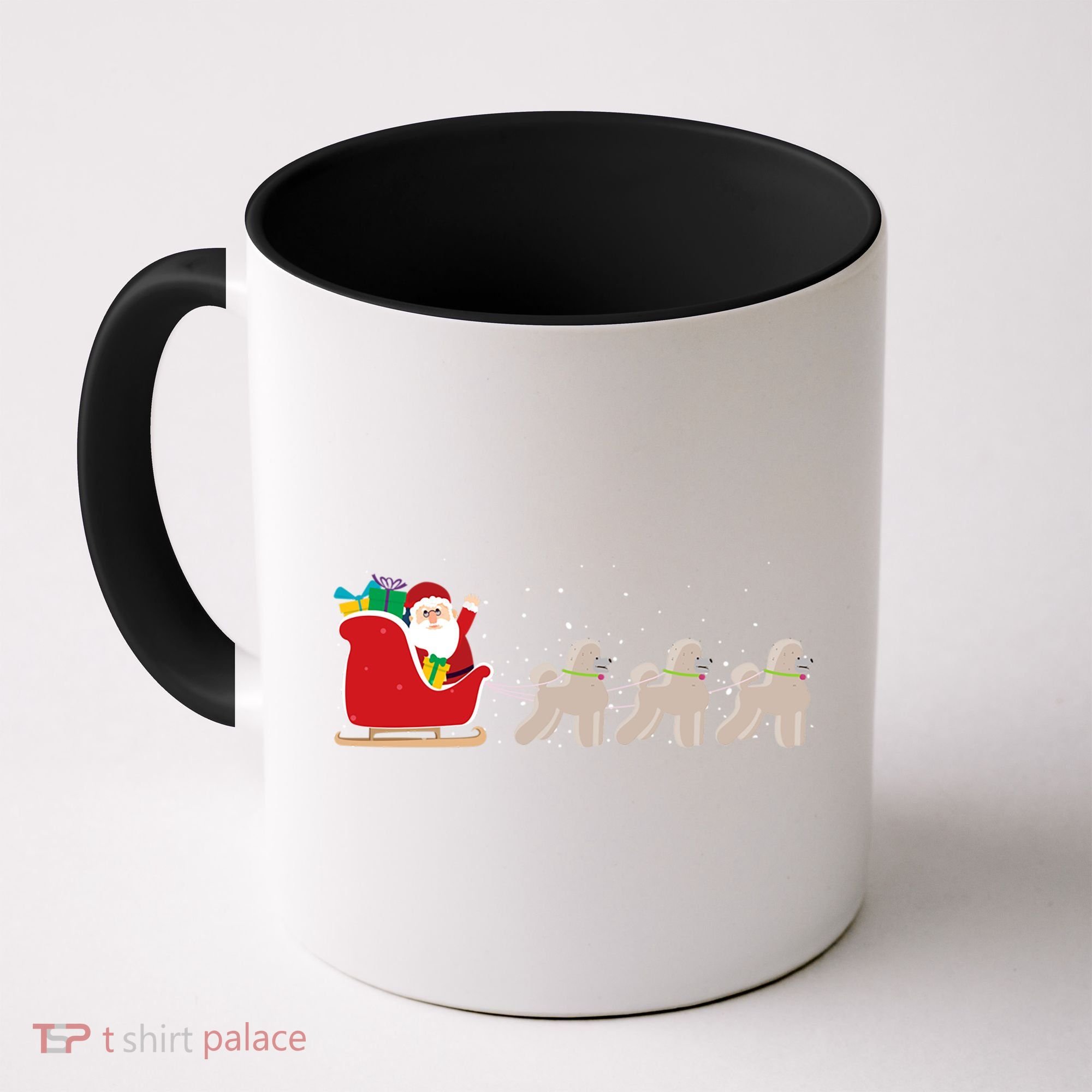 Poodle Santa Christmas Sleigh Funny Poodle Xmas Cool Gift Coffee Mug