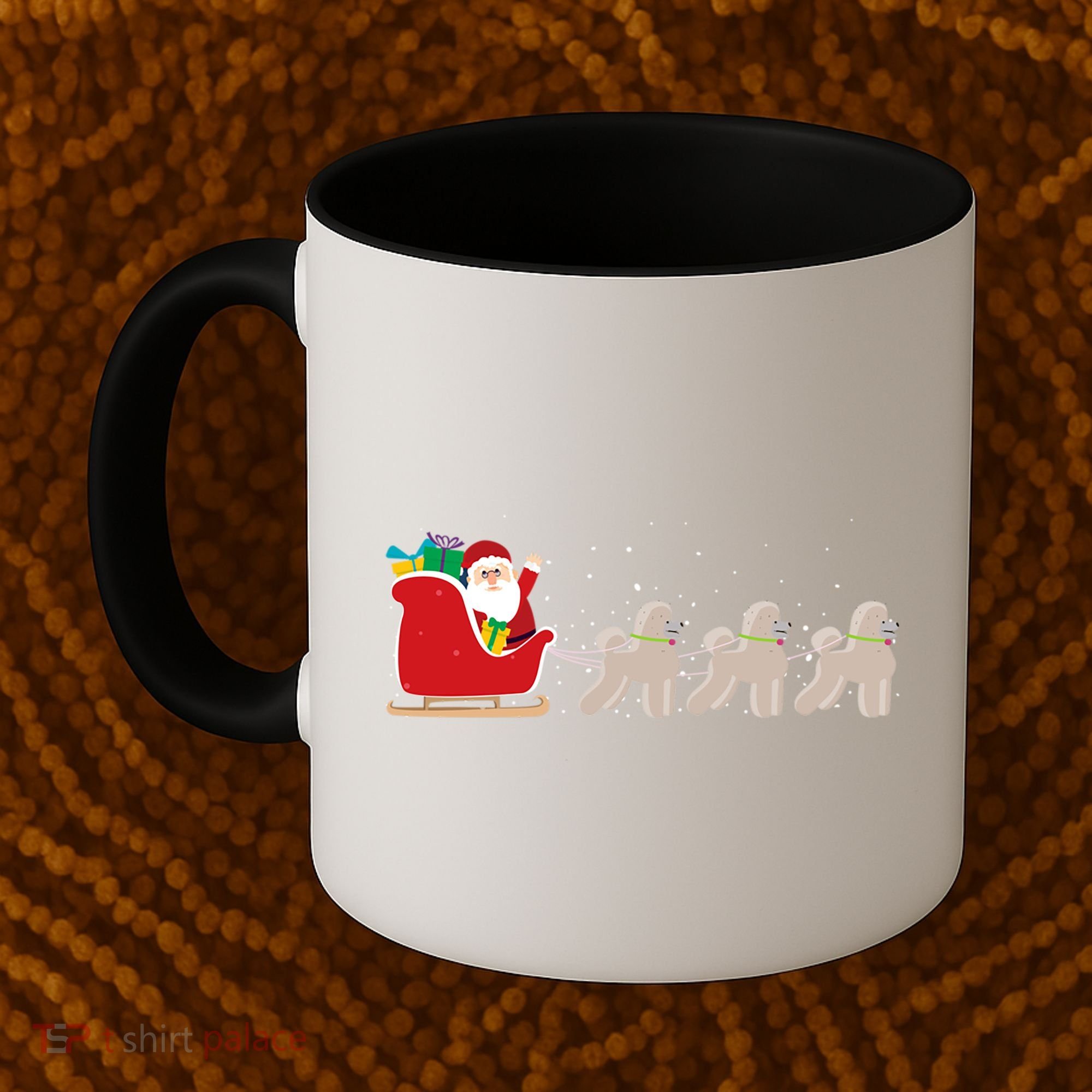 Poodle Santa Christmas Sleigh Funny Poodle Xmas Cool Gift Coffee Mug