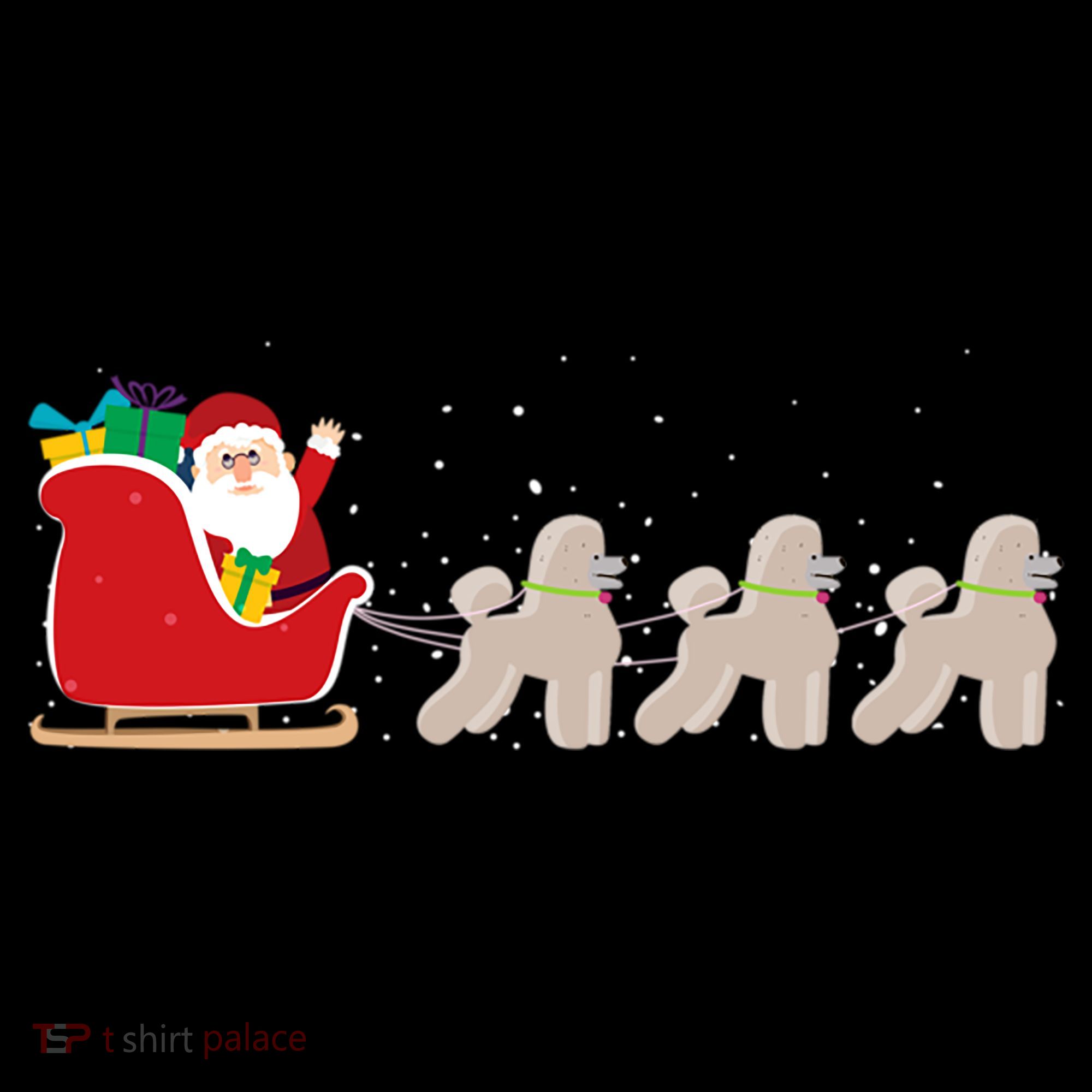 Poodle Santa Christmas Sleigh Funny Poodle Xmas Cool Gift Women's Hoodie