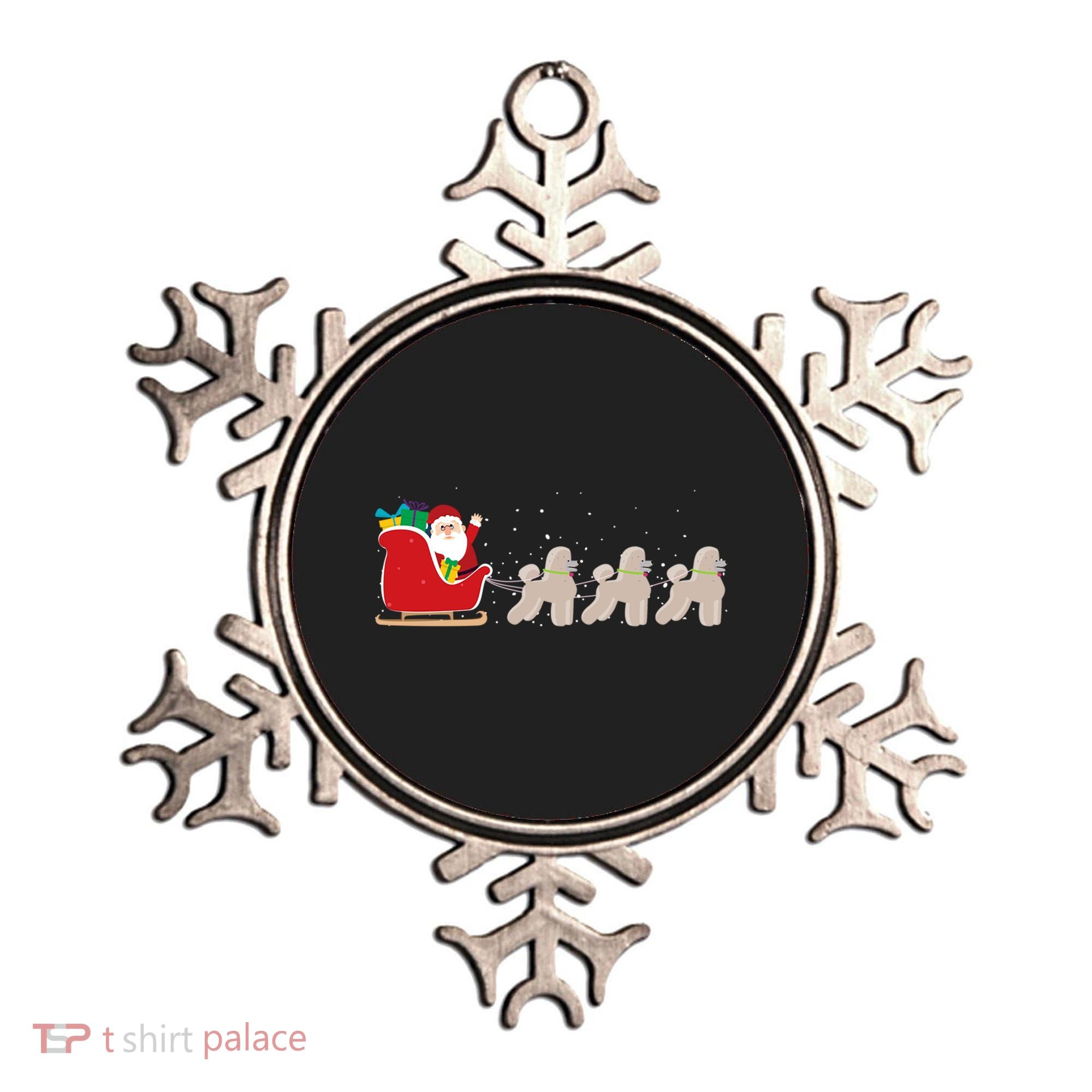 Poodle Santa Christmas Sleigh Funny Poodle Xmas Cool Gift Ornament