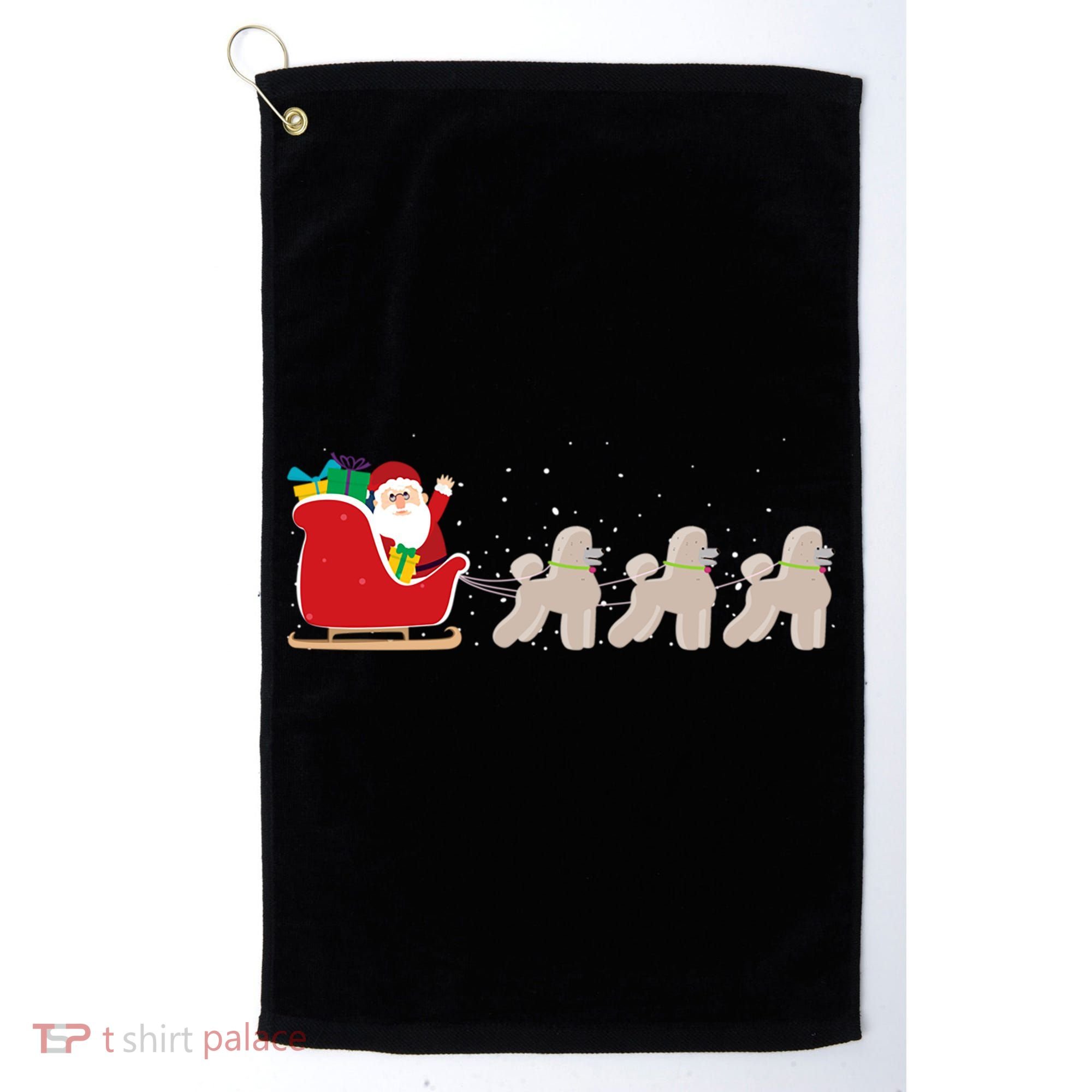 Poodle Santa Christmas Sleigh Funny Poodle Xmas Cool Gift Golf Towel