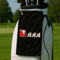 Poodle Santa Christmas Sleigh Funny Poodle Xmas Cool Gift Golf Towel thumb 2