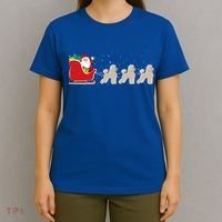 Poodle Santa Christmas Sleigh Funny Poodle Xmas Cool Gift T-Shirt thumb 4