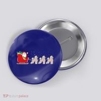 Poodle Santa Christmas Sleigh Funny Poodle Xmas Cool Gift Button thumb 0
