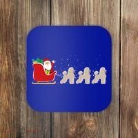 Poodle Santa Christmas Sleigh Funny Poodle Xmas Cool Gift Coaster thumb 0