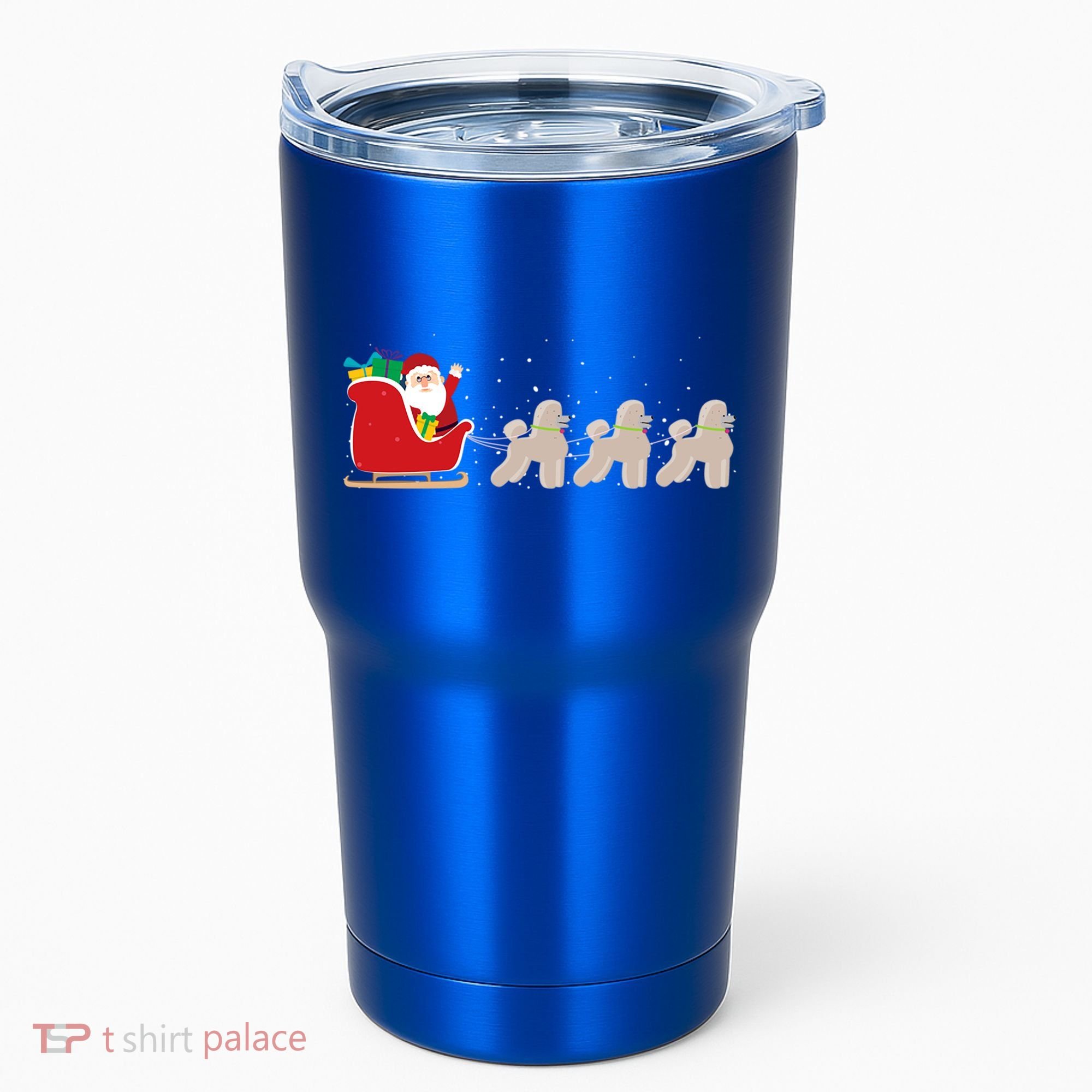 Poodle Santa Christmas Sleigh Funny Poodle Xmas Cool Gift Tumbler