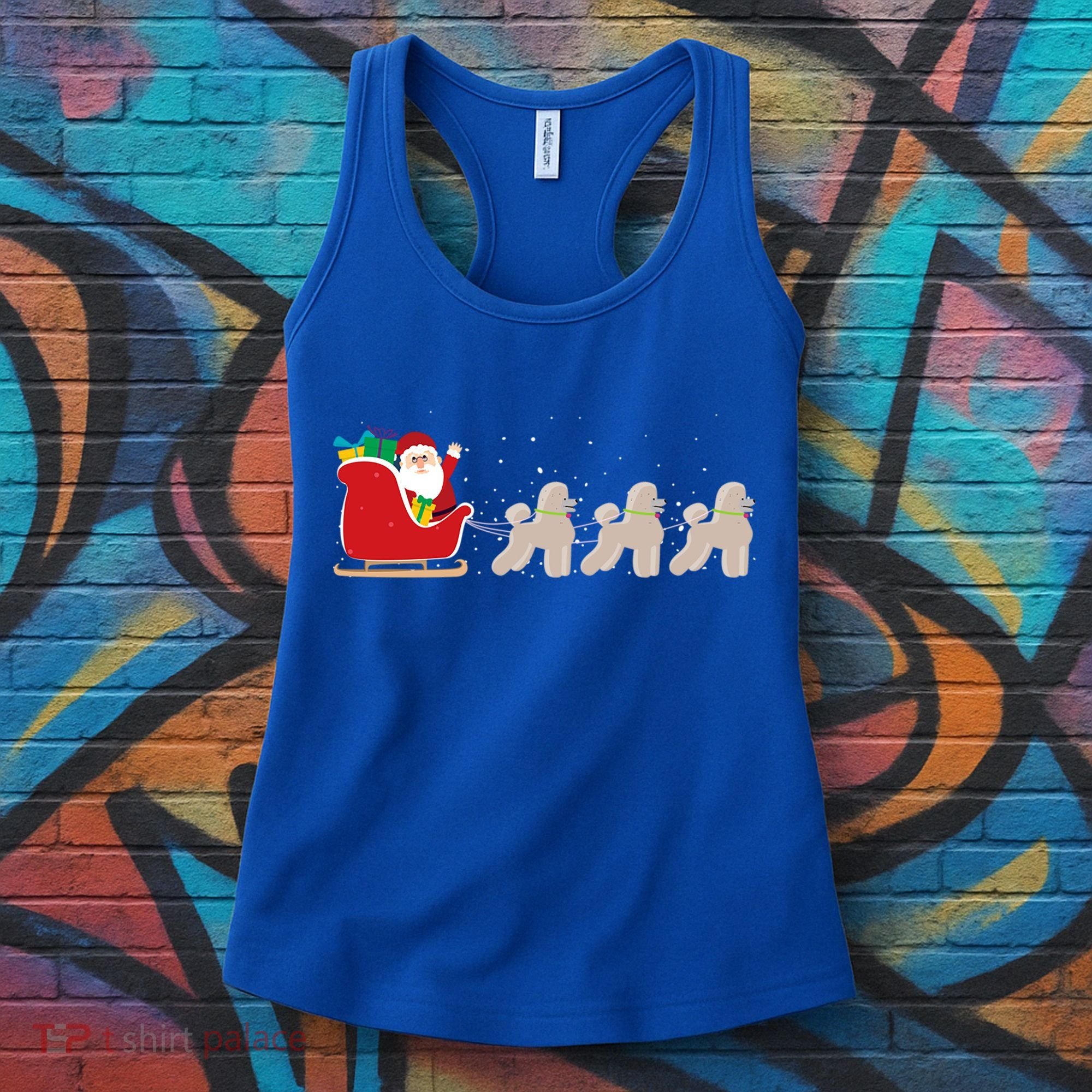 Poodle Santa Christmas Sleigh Funny Poodle Xmas Cool Gift Women's Tank Top