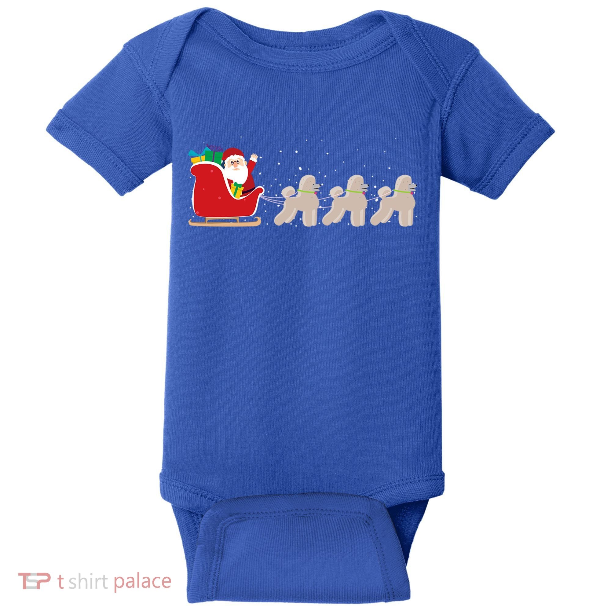 Poodle Santa Christmas Sleigh Funny Poodle Xmas Cool Gift Baby Bodysuit
