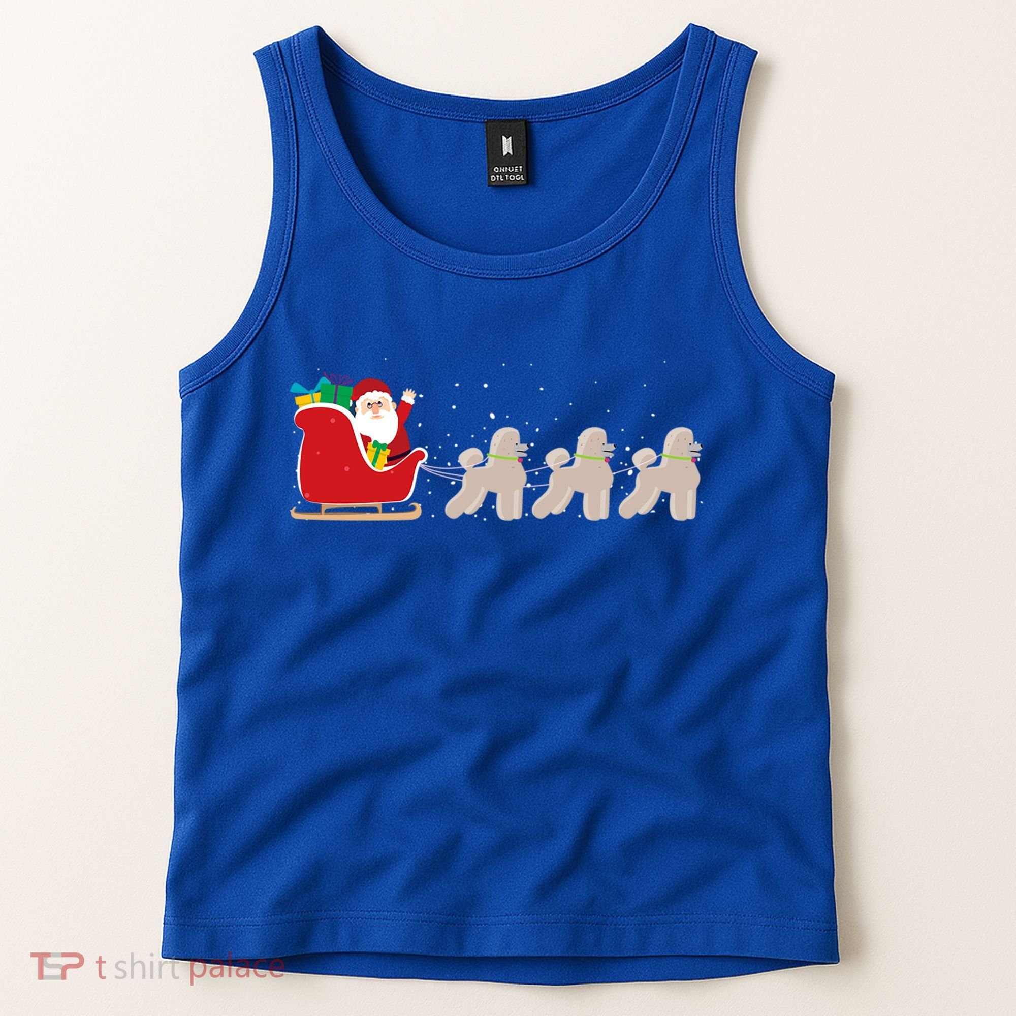 Poodle Santa Christmas Sleigh Funny Poodle Xmas Cool Gift Tank Top