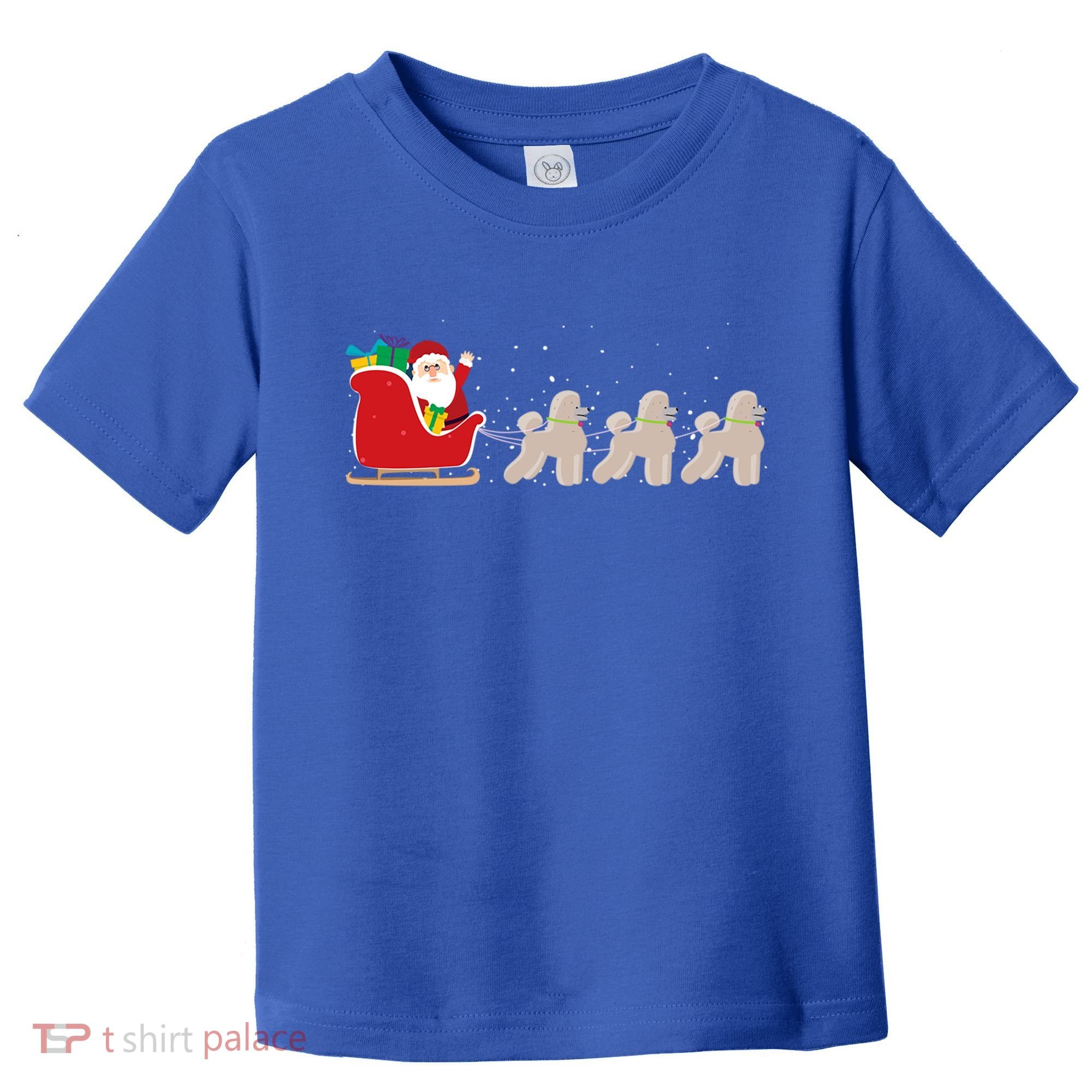 Poodle Santa Christmas Sleigh Funny Poodle Xmas Cool Gift Toddler T-Shirt