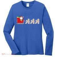 Poodle Santa Christmas Sleigh Funny Poodle Xmas Cool Gift Women's Long Sleeve Shirt thumb 0