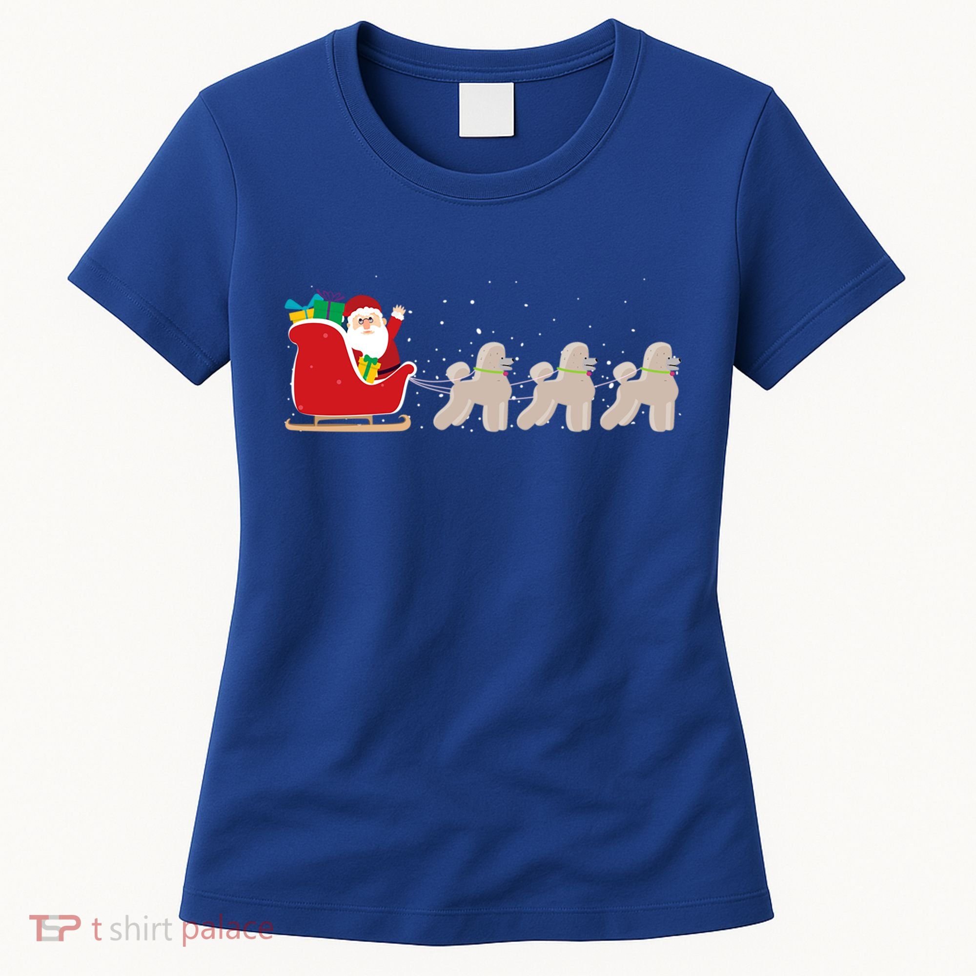 Poodle Santa Christmas Sleigh Funny Poodle Xmas Cool Gift Women's T-Shirt