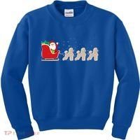 Poodle Santa Christmas Sleigh Funny Poodle Xmas Cool Gift Kids Sweatshirt thumb 0