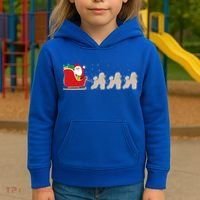 Poodle Santa Christmas Sleigh Funny Poodle Xmas Cool Gift Kids Hoodie thumb 3