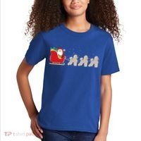 Poodle Santa Christmas Sleigh Funny Poodle Xmas Cool Gift Kids T-Shirt thumb 2