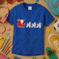 Poodle Santa Christmas Sleigh Funny Poodle Xmas Cool Gift Kids T-Shirt thumb 3