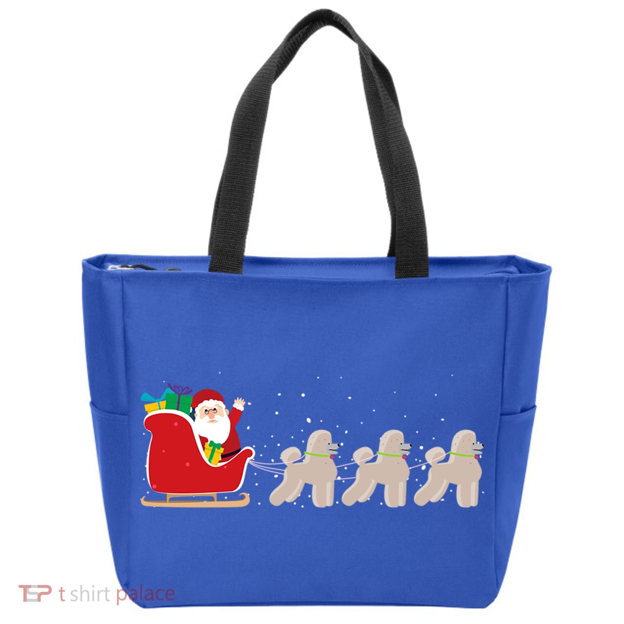 Poodle Santa Christmas Sleigh Funny Poodle Xmas Cool Gift Tote Bag