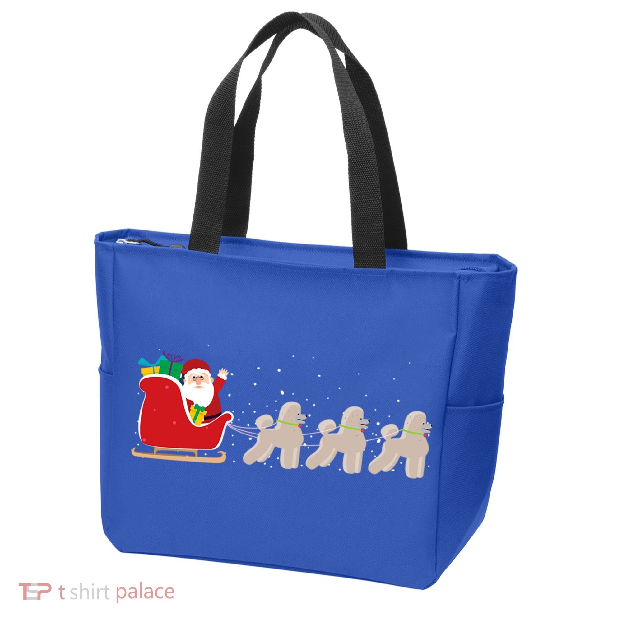 Poodle Santa Christmas Sleigh Funny Poodle Xmas Cool Gift Tote Bag