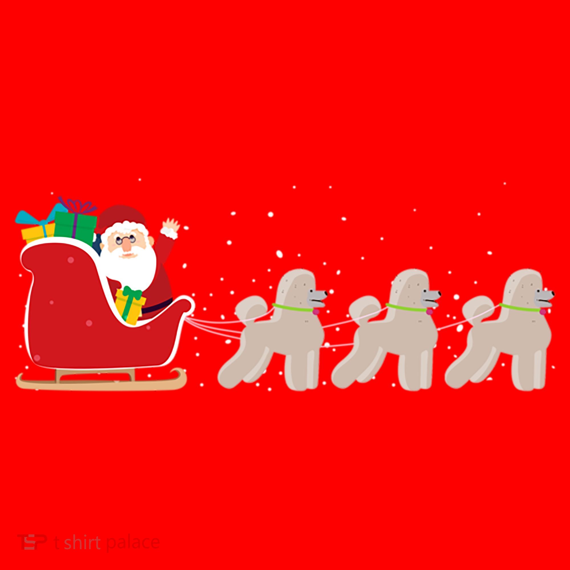 Poodle Santa Christmas Sleigh Funny Poodle Xmas Cool Gift Santa Hat