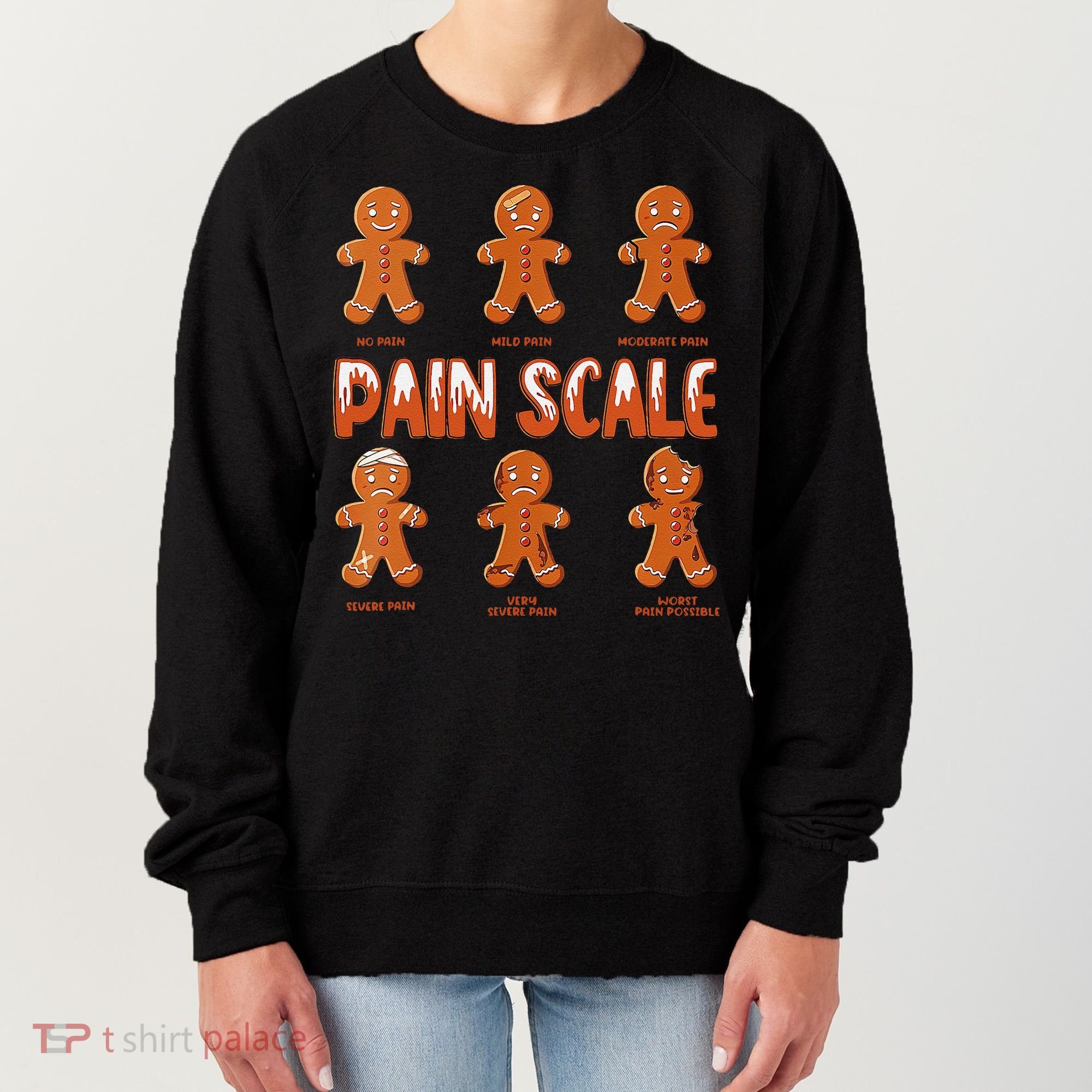 Pain Scale Christmas Nurse Gingerbread Man Pain Assessment Women's Sweatshirt