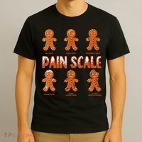 Pain Scale Christmas Nurse Gingerbread Man Pain Assessment T-Shirt thumb 3