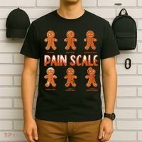 Pain Scale Christmas Nurse Gingerbread Man Pain Assessment T-Shirt thumb 6