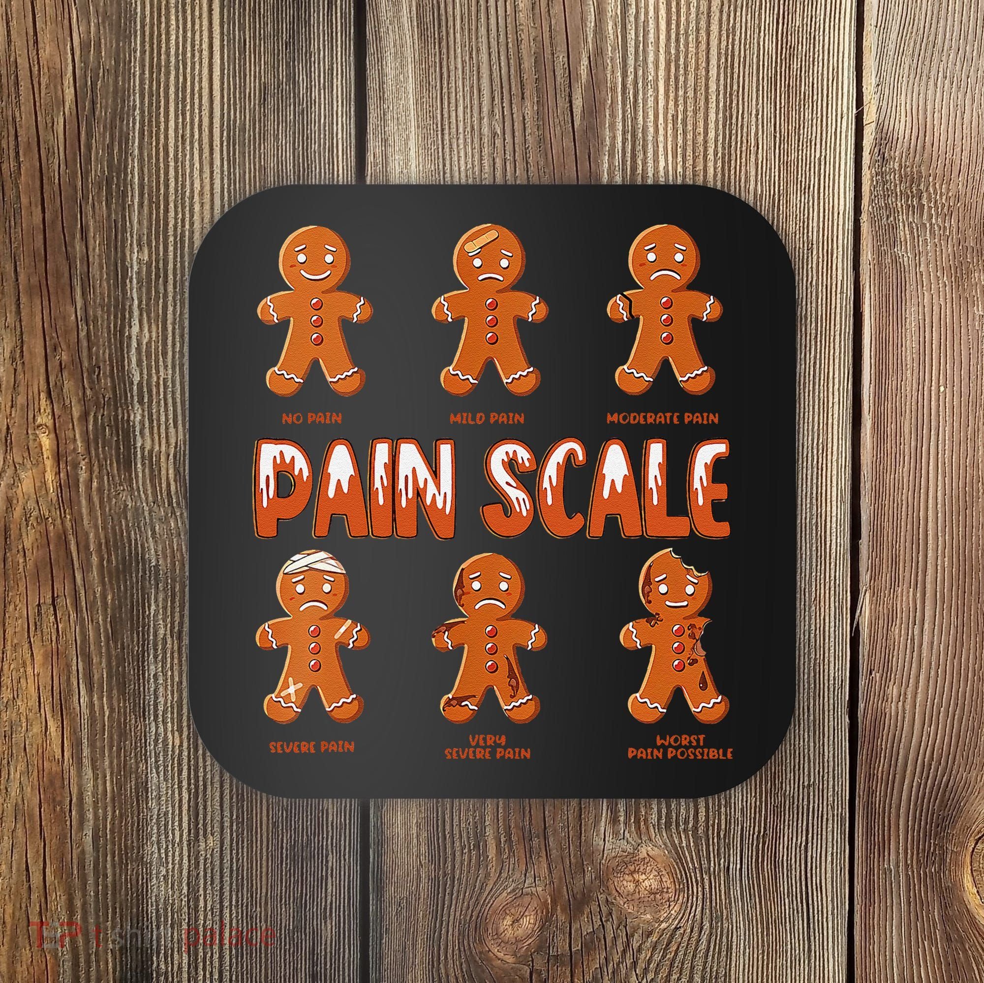 Pain Scale Christmas Nurse Gingerbread Man Pain Assessment Coaster
