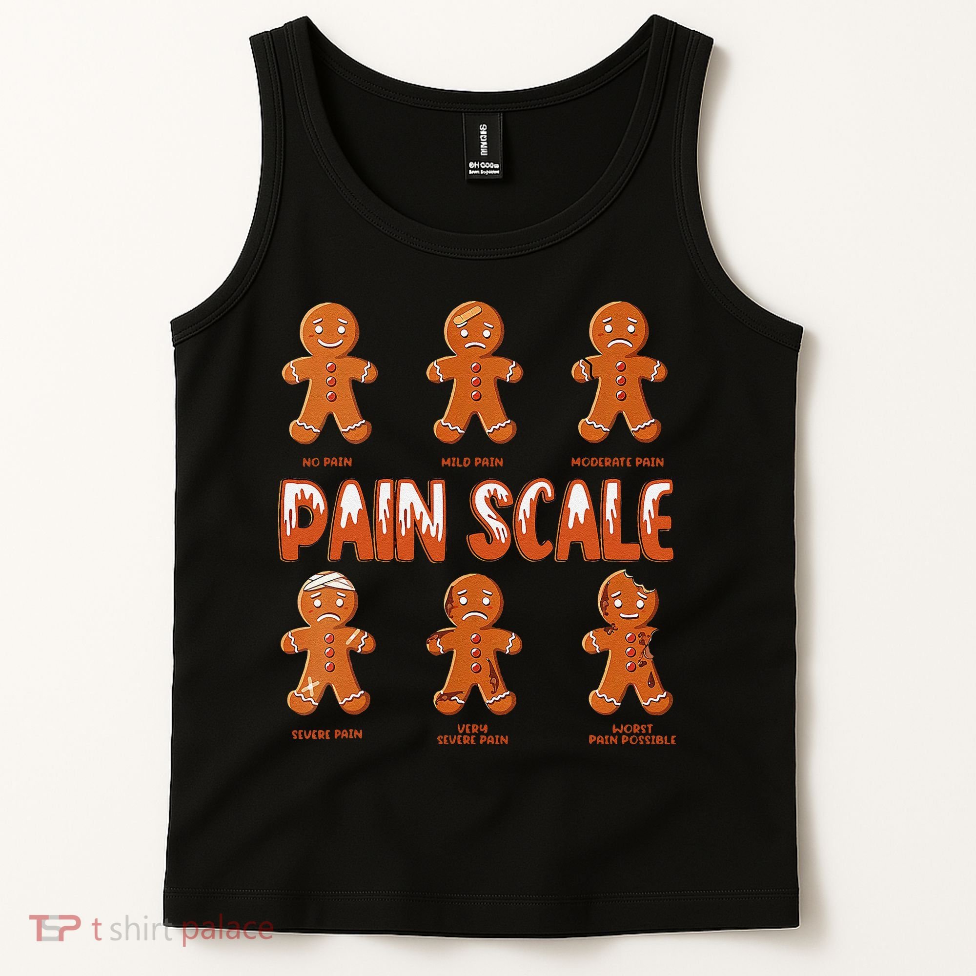 Pain Scale Christmas Nurse Gingerbread Man Pain Assessment Tank Top