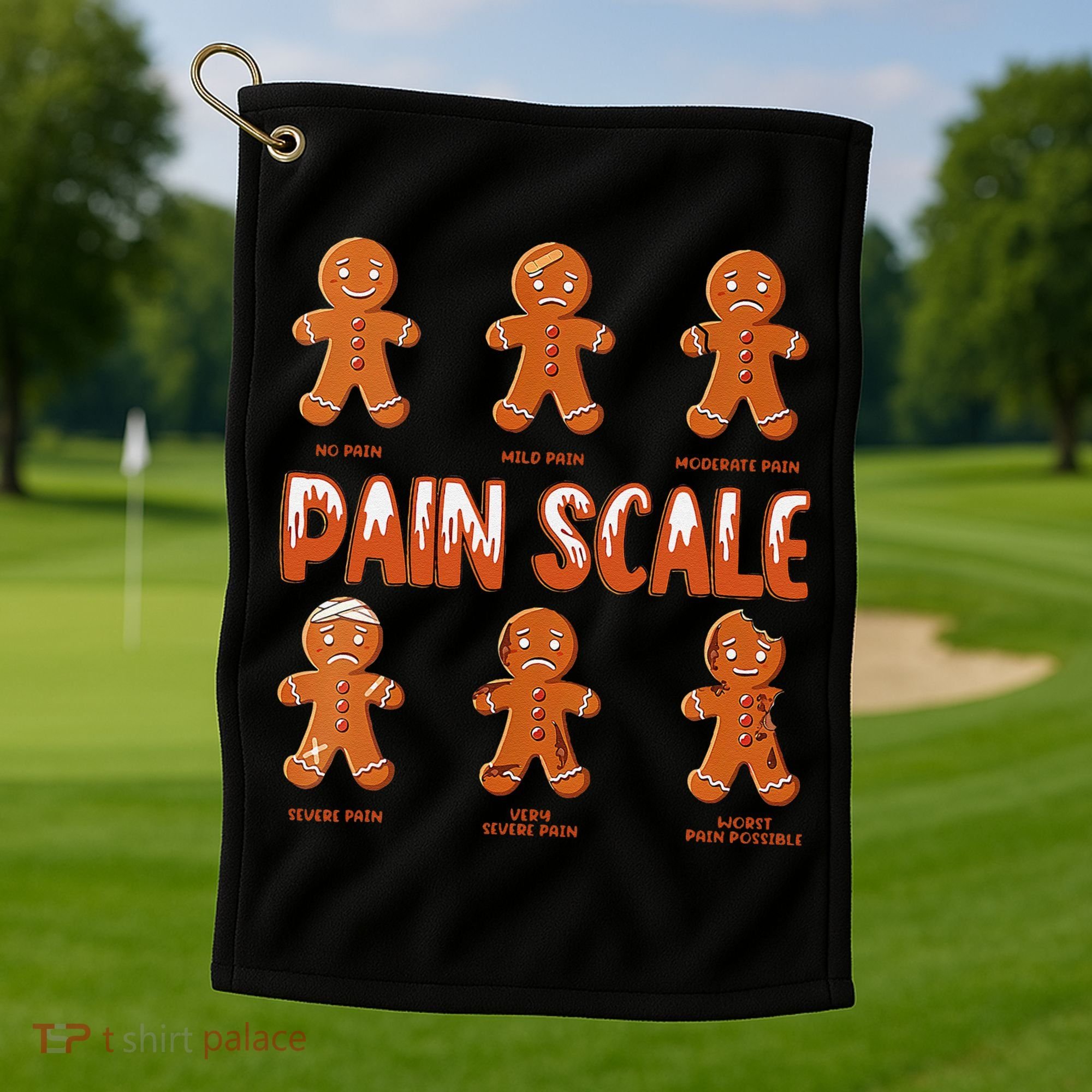 Pain Scale Christmas Nurse Gingerbread Man Pain Assessment Golf Towel