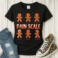 Pain Scale Christmas Nurse Gingerbread Man Pain Assessment Women's T-Shirt thumb 3