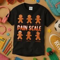 Pain Scale Christmas Nurse Gingerbread Man Pain Assessment Kids T-Shirt thumb 3