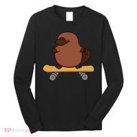 Platypus Skateboard Cute Skateboarding Platypus Long Sleeve Shirt thumb 0