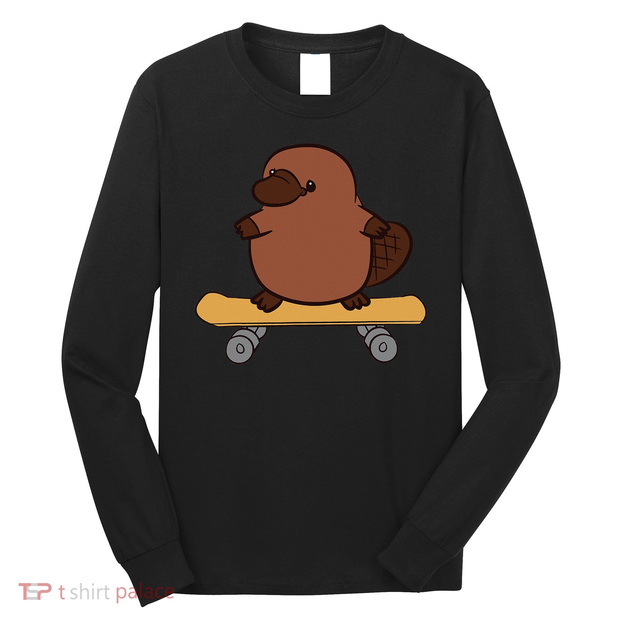 Platypus Skateboard Cute Skateboarding Platypus Long Sleeve Shirt