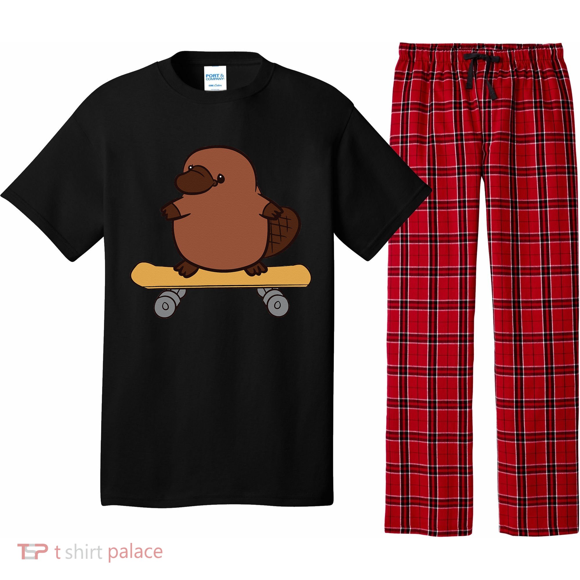 Platypus Skateboard Cute Skateboarding Platypus Pajama Set