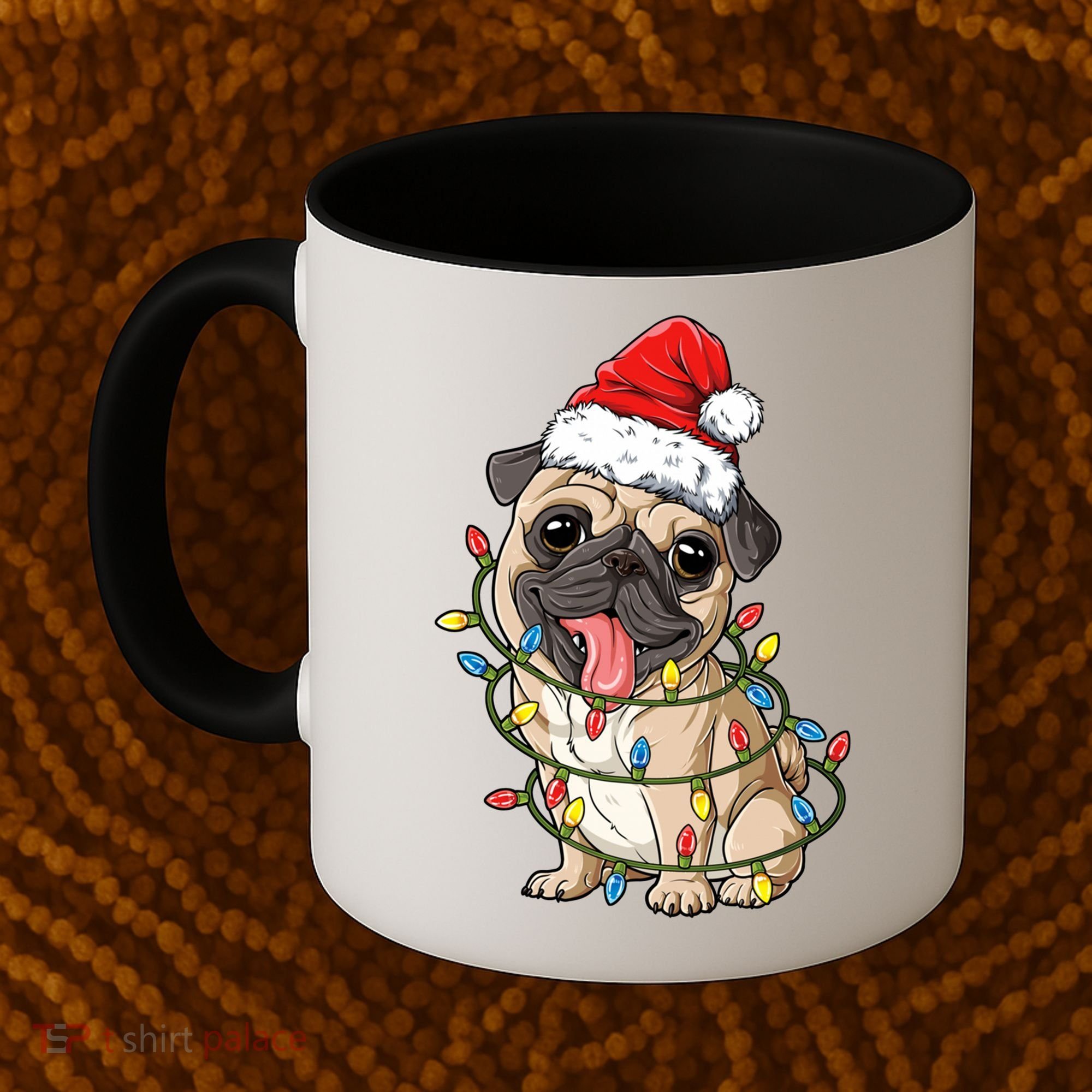 Pug Santa Christmas Tree Lights Xmas Boys Pugmas Dog Dogmas Cool Gift Coffee Mug