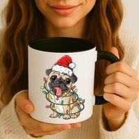 Pug Santa Christmas Tree Lights Xmas Boys Pugmas Dog Dogmas Cool Gift Coffee Mug thumb 3