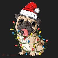 Pug Santa Christmas Tree Lights Xmas Boys Pugmas Dog Dogmas Cool Gift Beanie thumb 2