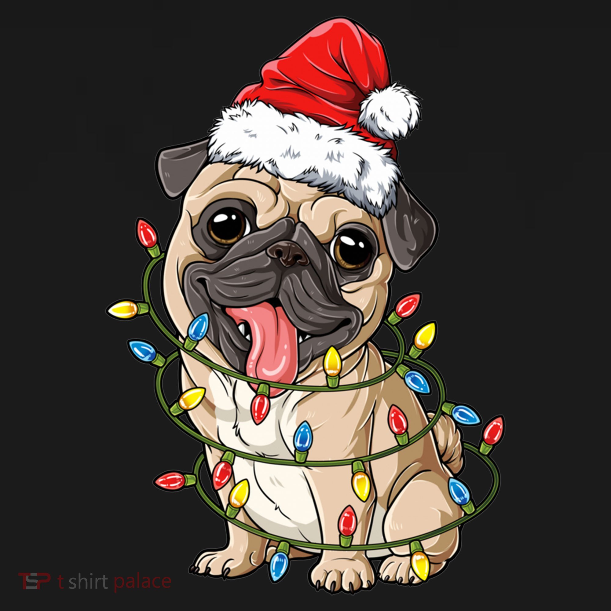 Pug Santa Christmas Tree Lights Xmas Boys Pugmas Dog Dogmas Cool Gift Women's Hoodie
