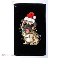 Pug Santa Christmas Tree Lights Xmas Boys Pugmas Dog Dogmas Cool Gift Golf Towel thumb 0