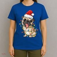 Pug Santa Christmas Tree Lights Xmas Boys Pugmas Dog Dogmas Cool Gift T-Shirt thumb 4