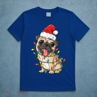 Pug Santa Christmas Tree Lights Xmas Boys Pugmas Dog Dogmas Cool Gift T-Shirt thumb 5