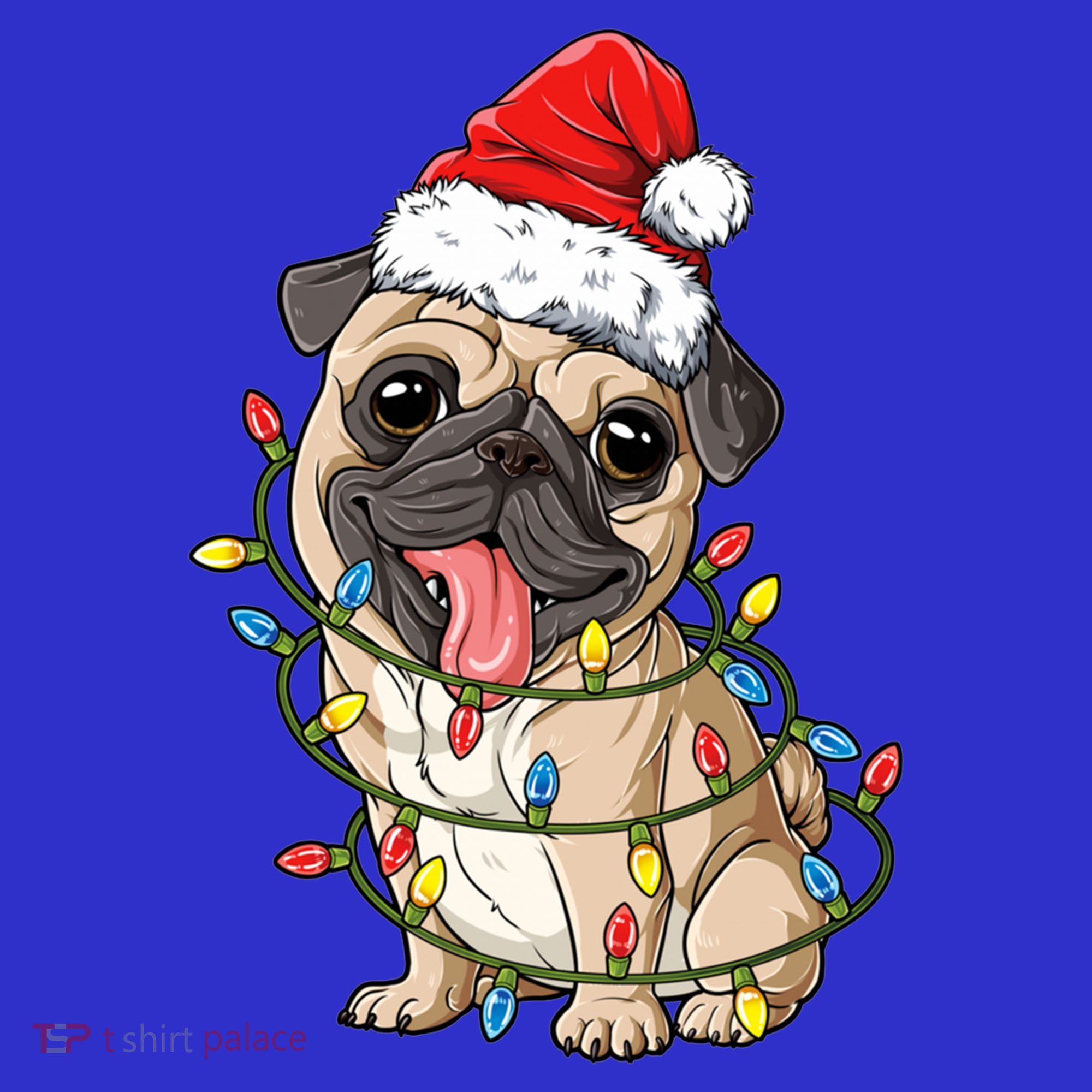 Pug Santa Christmas Tree Lights Xmas Boys Pugmas Dog Dogmas Cool Gift Mousepad